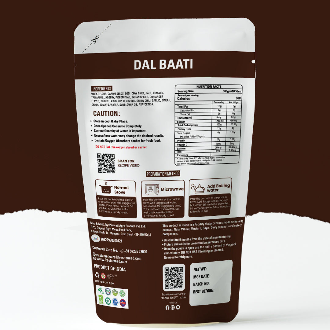 Gujarati Dal Baati (Desi Ghee)